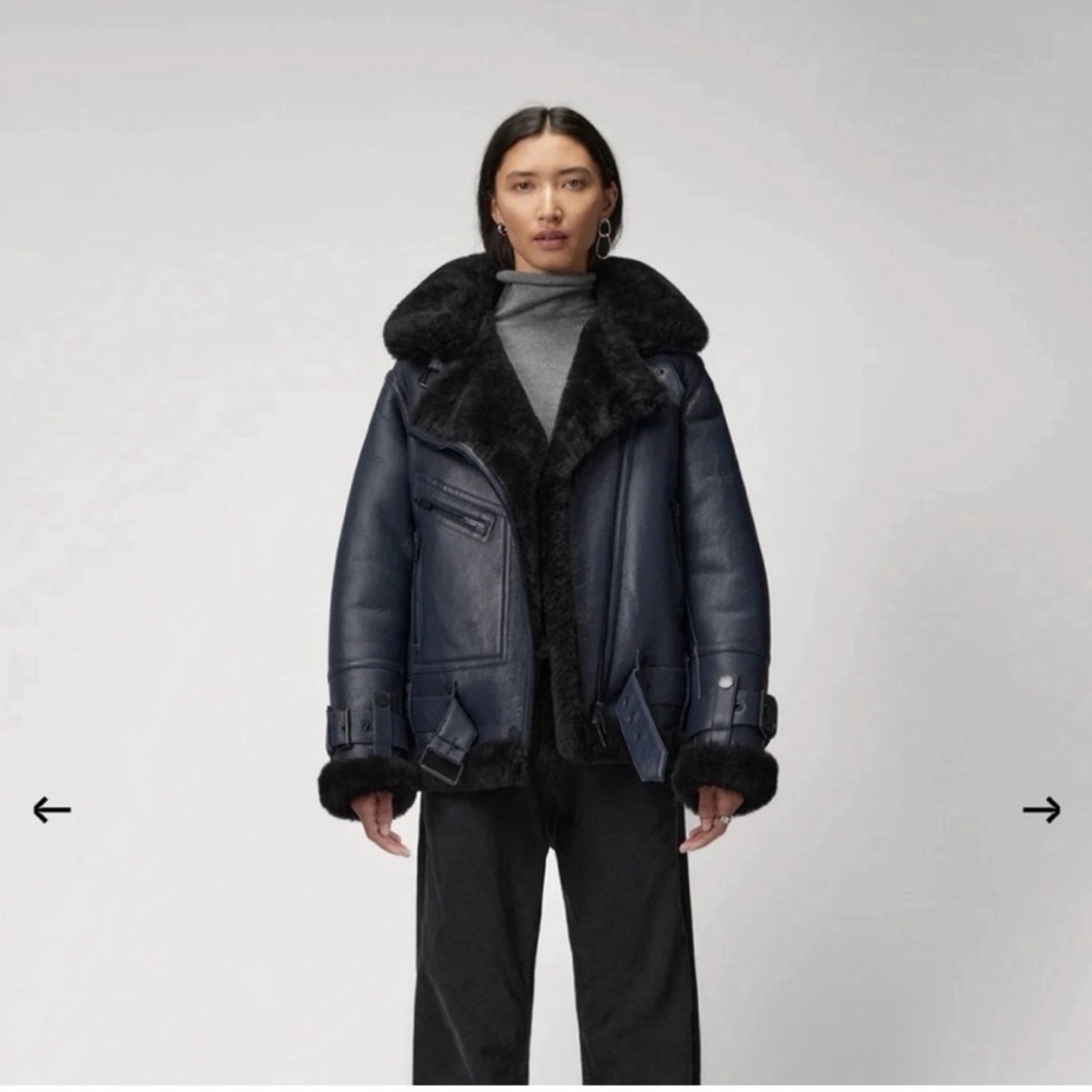 The Arrivals Moya® V (Navy) Shearling Jacket